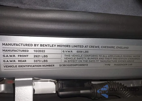 2023 Bentley Continental Gt Azure/Mulliner V8/S from USA, damaged, VIN SCBCG2ZG0PC005019